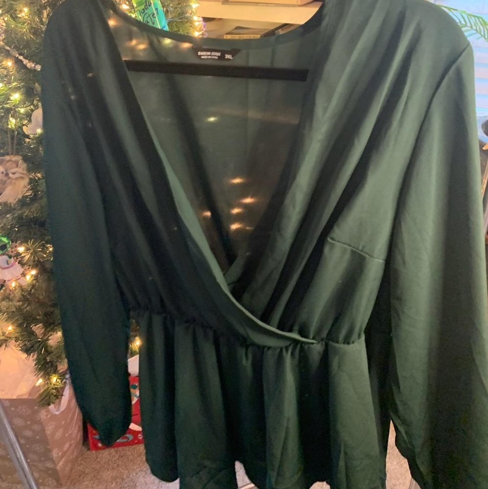 Green peplum shirt